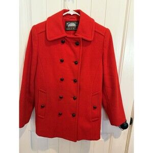 Mackintosh Vintage Red Wool Peacoat USA Made Double Breasted Coat Womens 8